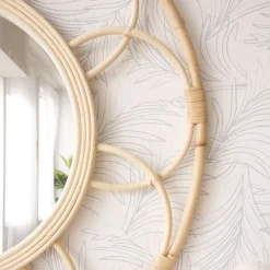 Ceira Miroir rond mural en rotin naturel^Banak Hot