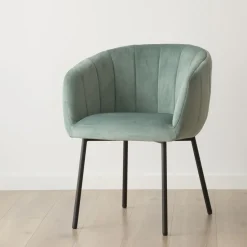 Chaise Nilsa en velours vert d'eau^Banak Online