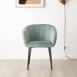 Chaise Nilsa en velours vert d'eau^Banak Online