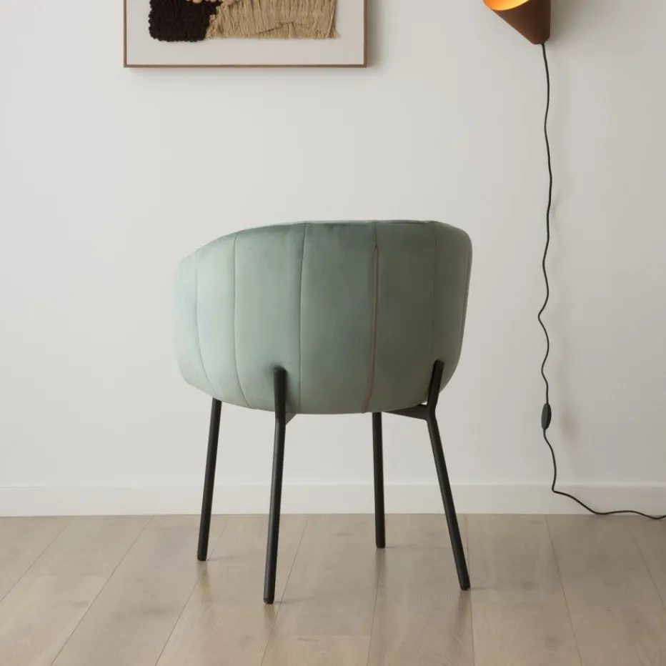 Chaise Nilsa en velours vert d'eau^Banak Online
