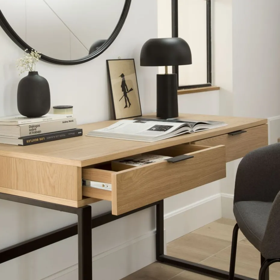 Coimbra Bureau en bois et métal avec tiroirs^Banak