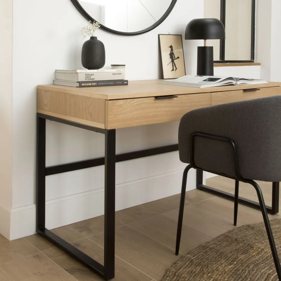 Coimbra Bureau en bois et métal avec tiroirs^Banak