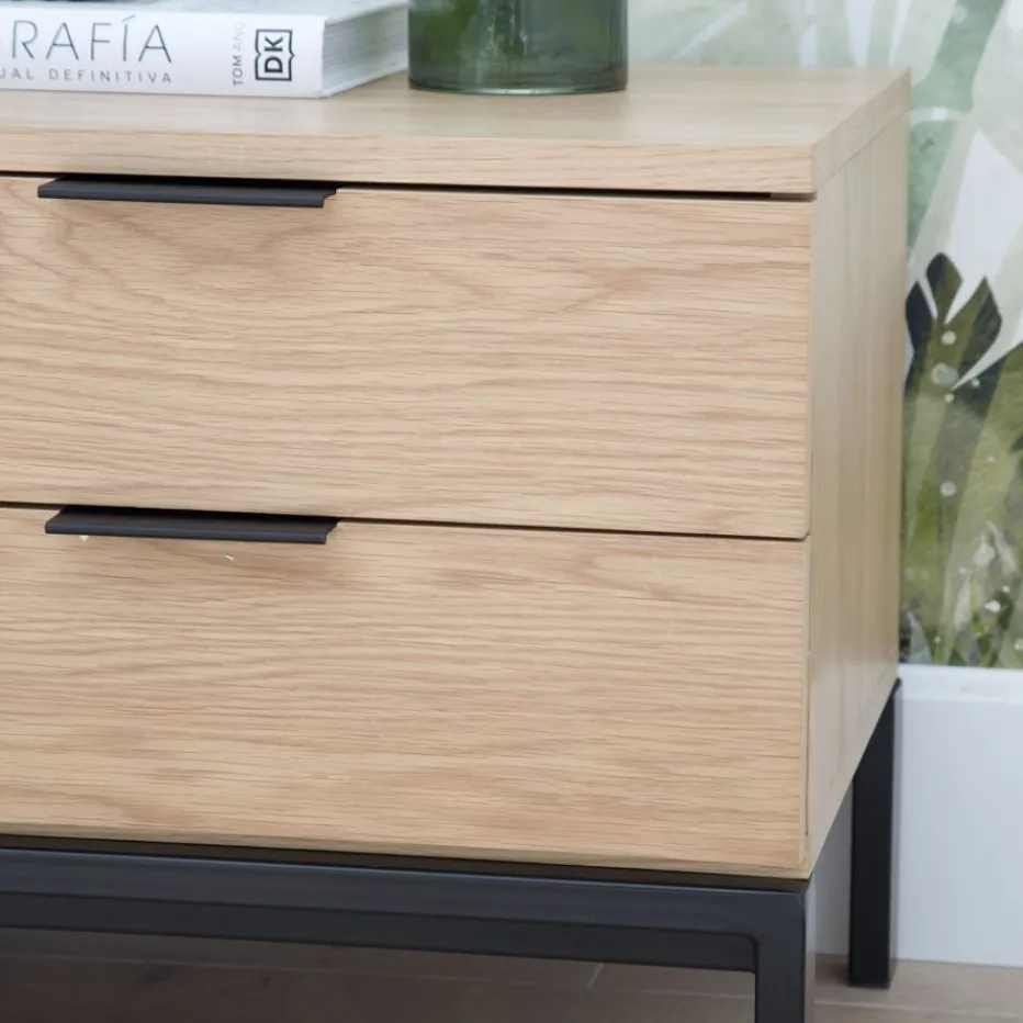 Coimbra Table de chevet en bois et métal^Banak Outlet
