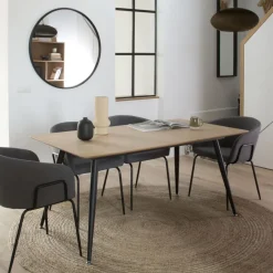 Coimbra Table de salle à manger rectangulaire en bois et métal^Banak Discount