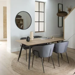 Coimbra Table de salle &agrave; manger rectangulaire en bois et métal^Banak Discount