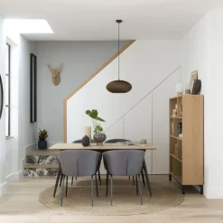Coimbra Table de salle à manger rectangulaire en bois et métal^Banak Discount