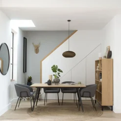 Coimbra Table de salle à manger rectangulaire en bois et métal^Banak Discount