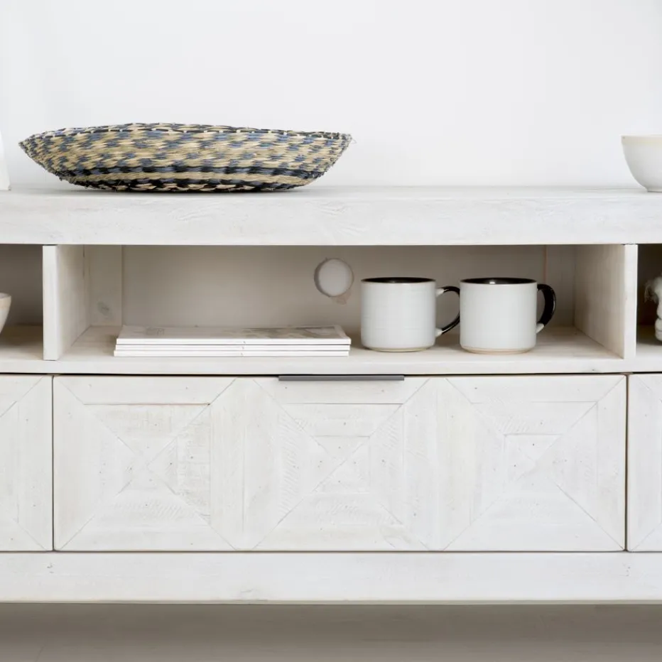 Cuzco Meuble tv en bois massif blanc wild^Banak Outlet