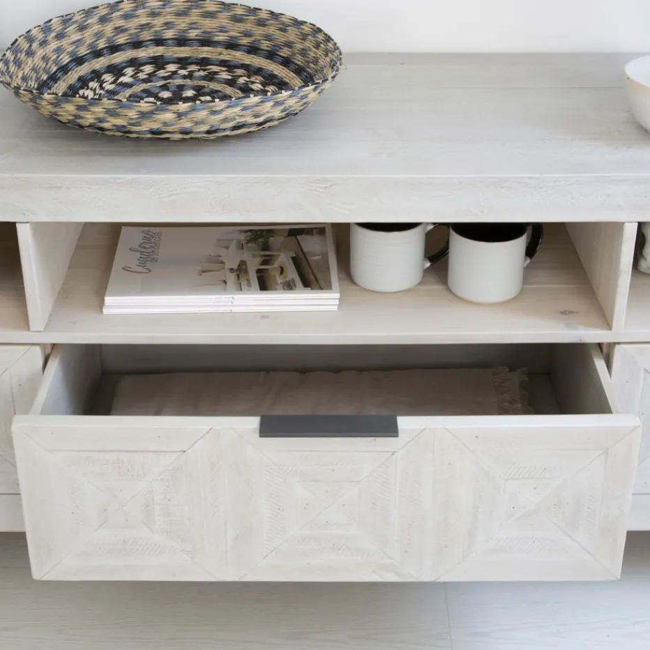 Cuzco Meuble tv en bois massif blanc wild^Banak Outlet