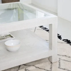 Cuzco Table basse en bois massif et verre^Banak