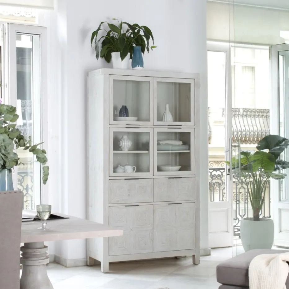 Cuzco Vitrine en bois massif blanc wild^Banak Discount