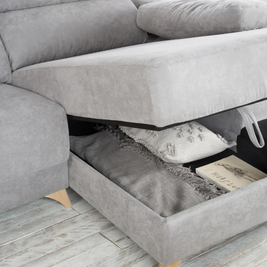 Dandy Canapé d'angle droite 4 places gris avec rangement^Banak Sale