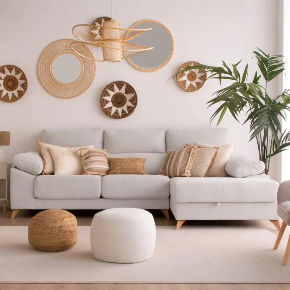 Dandy Canapé d'angle droite 4 places beige avec rangement^Banak New