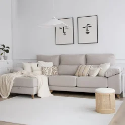 Dandy Canapé d'angle gauche 4 places beige avec rangement^Banak Discount
