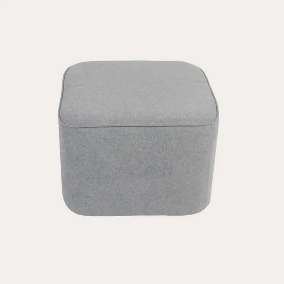Dominique Puf de salón cuadrado tapizado gris^Banak Outlet