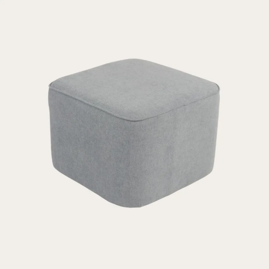 Dominique Puf de salón cuadrado tapizado gris^Banak Outlet