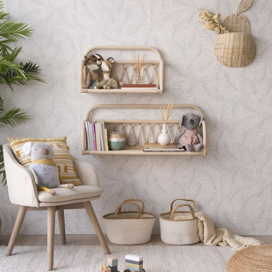 Eban étagère murale rectangulaire 90x32 en rotin naturel^Banak Online