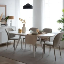 Ensemble De table extensible didier et 4 chaises de salle à manger beige beirut^Banak Online