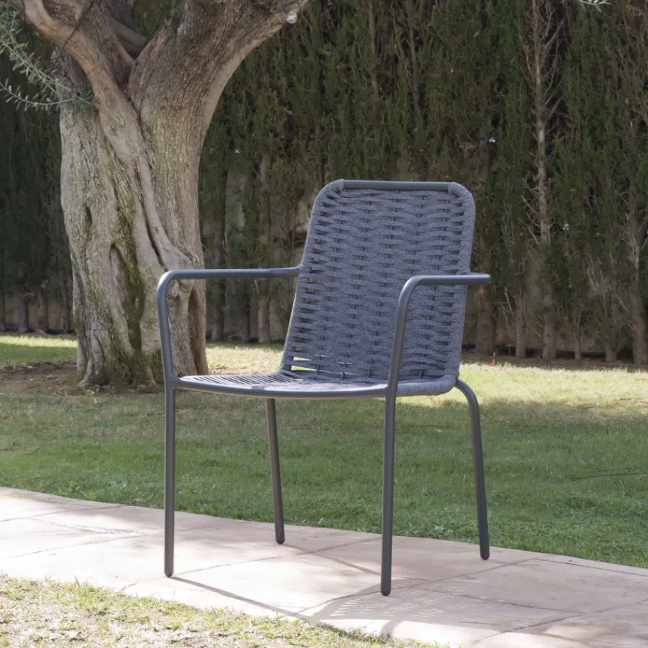 Ensemble Table inset et 6 chaises mink anthracite/grafito^Banak Outlet