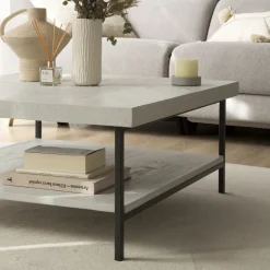 Enzo Table basse en bois massif et métal couleur blanc wild^Banak Hot