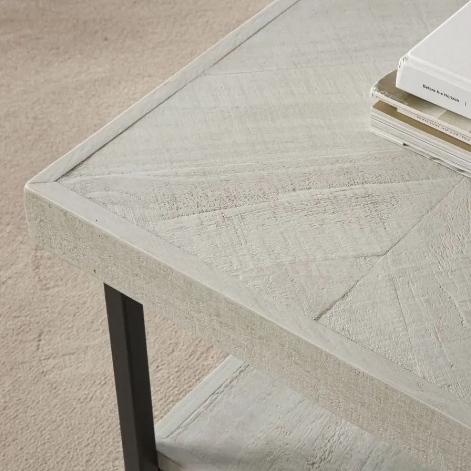 Enzo Table basse en bois massif et métal couleur blanc wild^Banak Hot
