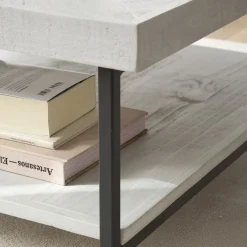 Enzo Table basse en bois massif et métal couleur blanc wild^Banak Hot