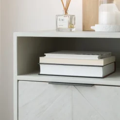 Enzo Table de nuit en bois massif et métal couleur blanc wild^Banak New