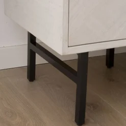 Enzo Table de nuit en bois massif et métal couleur blanc wild^Banak New