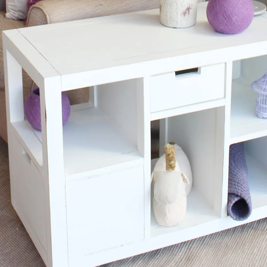 Evoiss Meuble d'appoint à roulettes laqué en blanc^Banak Clearance