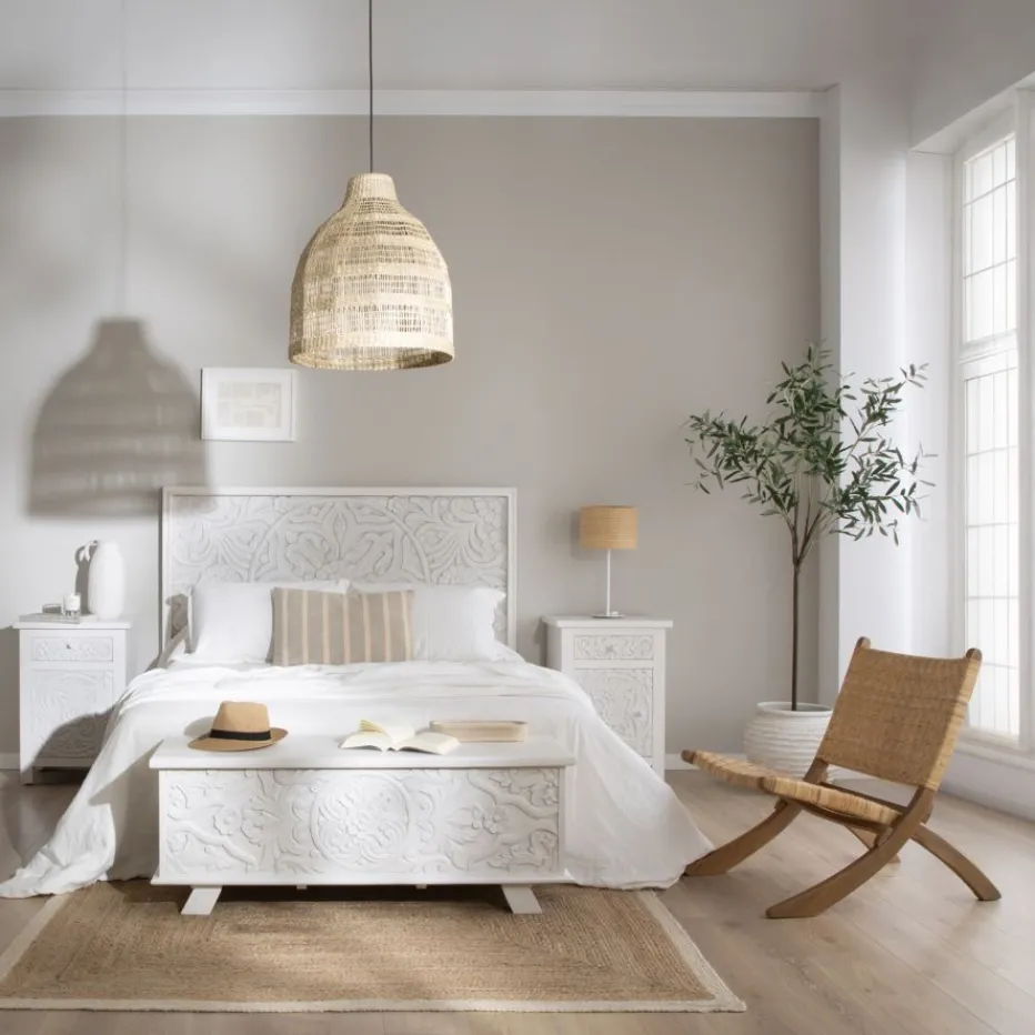 Ezza Fauteuil en bois massif et rotin couleur naturel^Banak Online