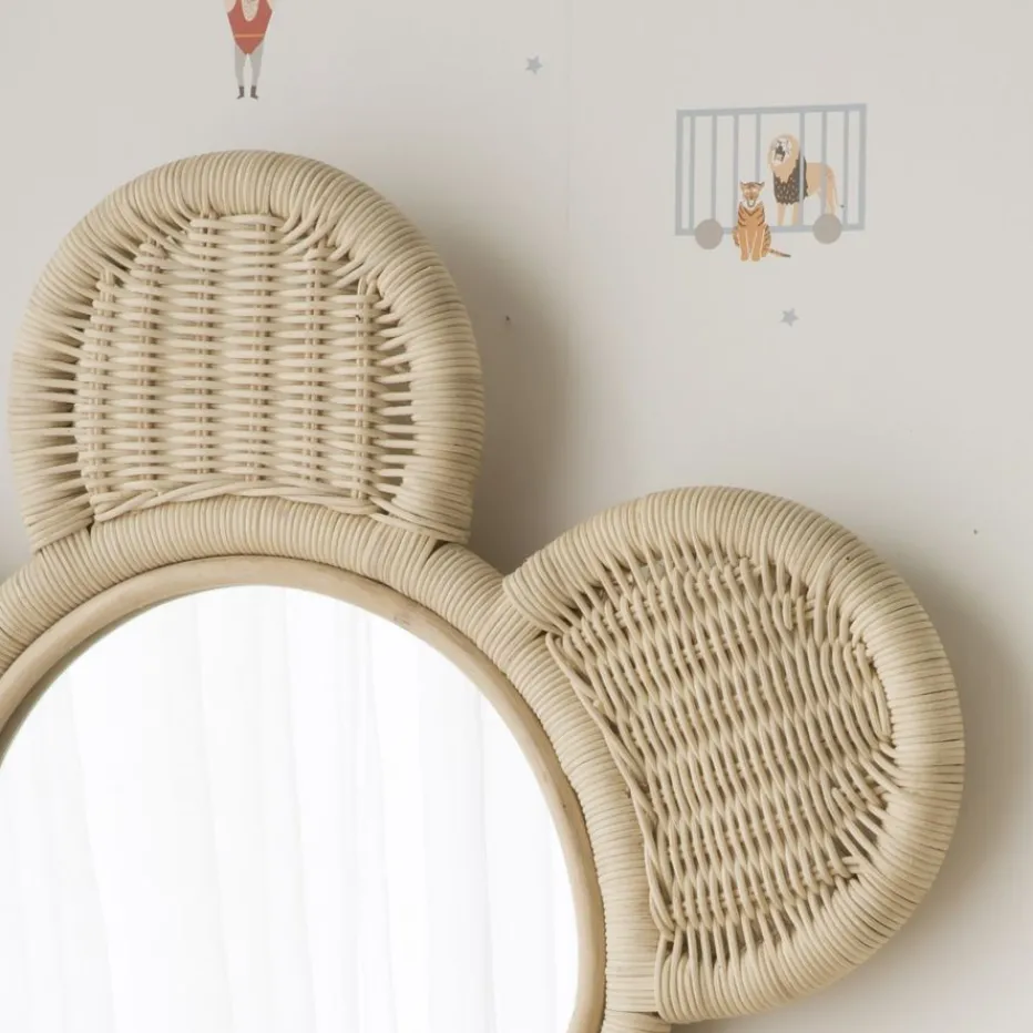 Fleur Miroir mural rond en forme de fleur en rotin naturel^Banak Best
