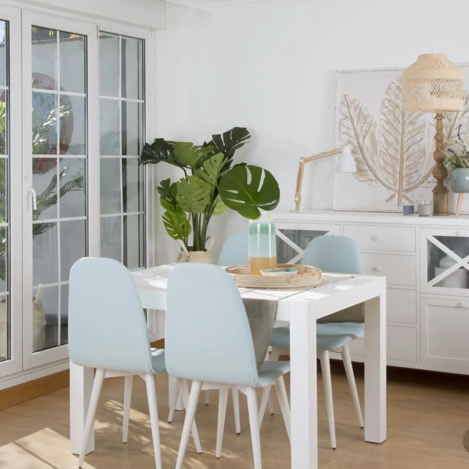 Gael Table à manger rectangulaire extensible 120/170 en bois laqué blanc^Banak