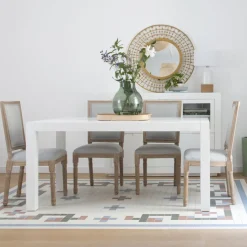 Gael Table à manger rectangulaire extensible 140/190 en bois laqué blanc^Banak Hot