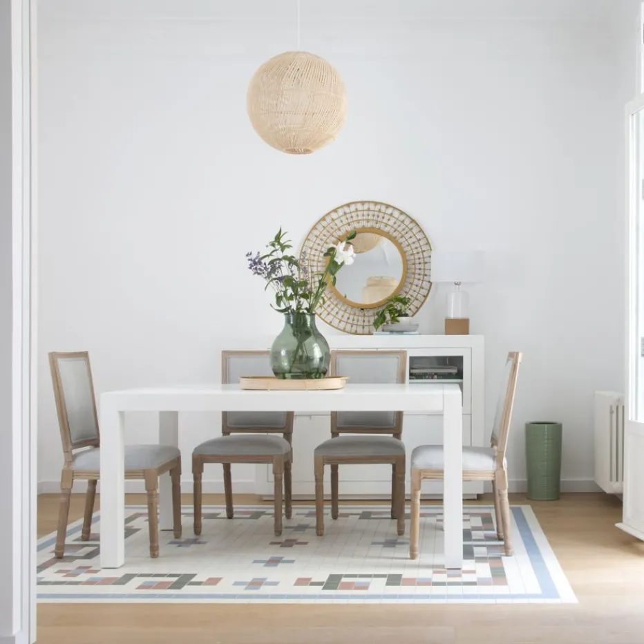Gael Table à manger rectangulaire extensible 140/190 en bois laqué blanc^Banak Hot