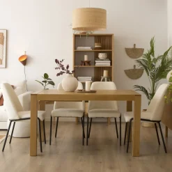 Gael Table à manger extensible rectangulaire 140/190 en bois massif de chêne^Banak Online
