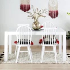Gael Table à manger rectangulaire extensible 160/210 en bois laqué blanc^Banak Hot