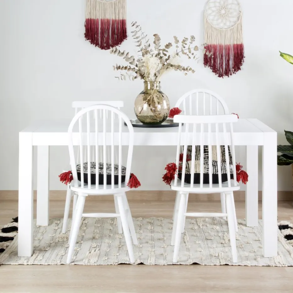 Gael Table à manger rectangulaire extensible 160/210 en bois laqué blanc^Banak Hot