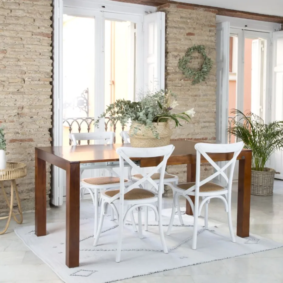 Gael Table à manger rectangulaire extensible 140/190 en bois massif de couleur teck^Banak Best