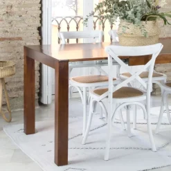 Gael Table à manger rectangulaire extensible 140/190 en bois massif de couleur teck^Banak Best