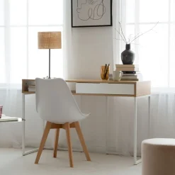 Gauguin Bureau en chêne light et métal blanc avec tiroir^Banak Sale