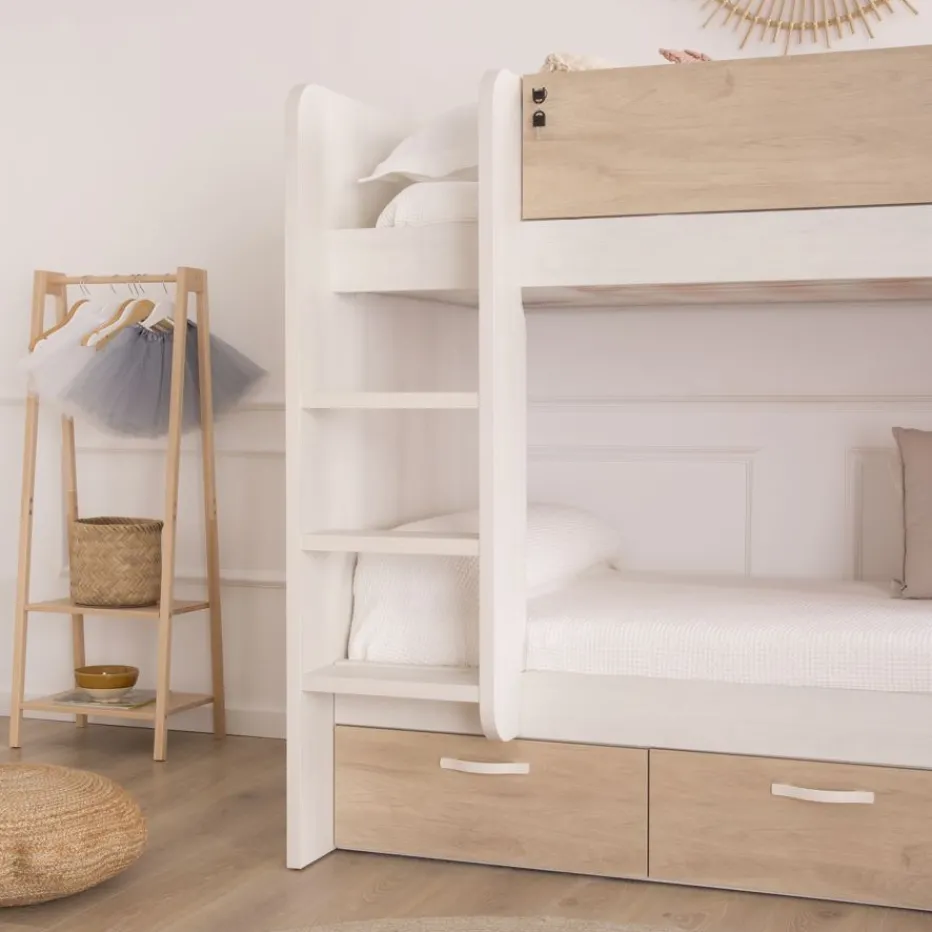 Hansel Lit avec tiroirs pour matelas de 90x190 avec échelle à gauche^Banak