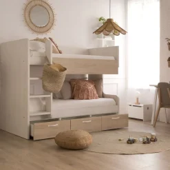Hansel Lit avec tiroirs pour matelas de 90x190 avec échelle à gauche^Banak
