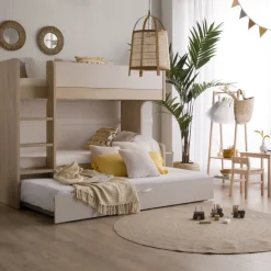 Hansel Lit superposé avec lit gigogne pour matelas de 90x190 avec échelle à gauche^Banak Online