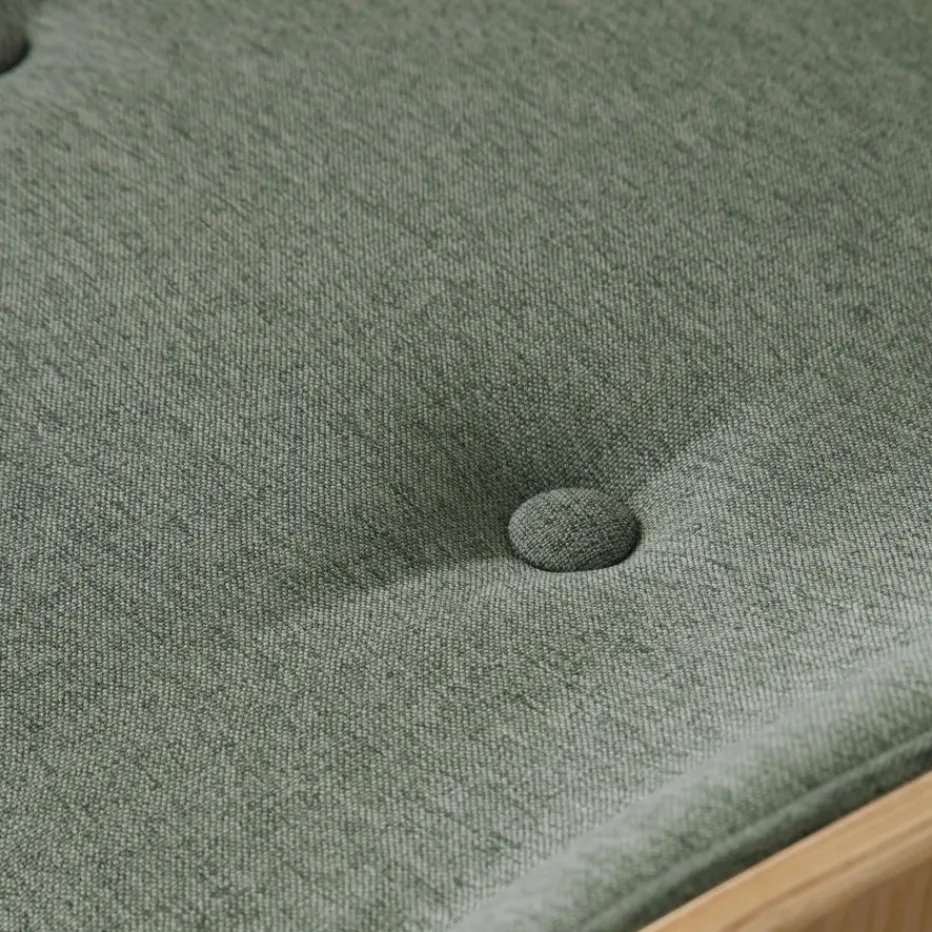 Haru Chaise de bureau rembourrée en vert avec bois et roulettes^Banak Outlet
