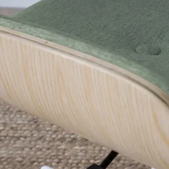 Haru Chaise de bureau rembourrée en vert avec bois et roulettes^Banak Outlet
