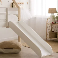 Haus Cama alta con tobogán para colchón de 90x190 lacada en blanco y natural^Banak Sale