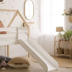 Haus Cama alta con tobogán para colchón de 90x190 lacada en blanco y natural^Banak Sale