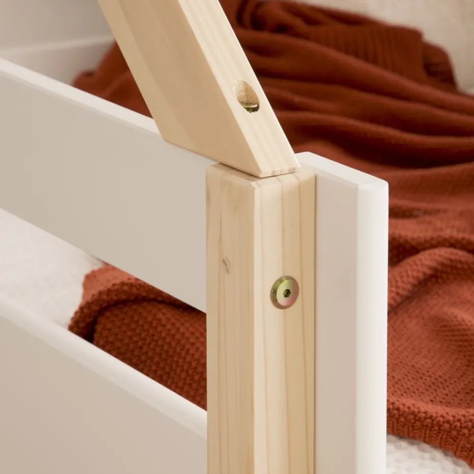 Haus Cama alta con tobogán para colchón de 90x190 lacada en blanco y natural^Banak Sale