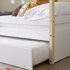 Haus Cama con forma de casa y somier de arrastre para colchón de 90x190 lacada e^Banak Outlet
