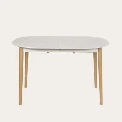 Icara Mesa de comedor extensible ovalada 120/220 lacada en blanco y natural^Banak Hot